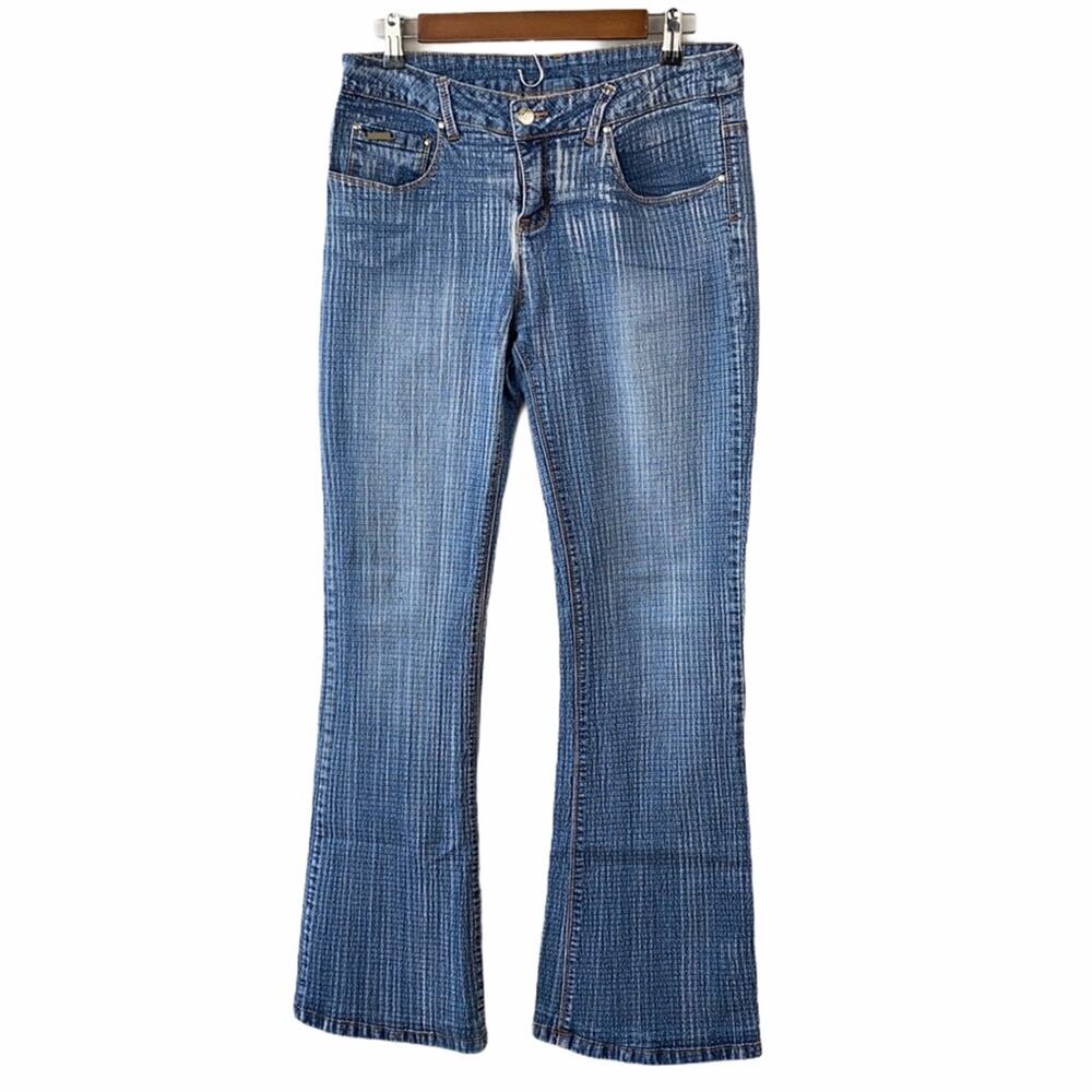 Dada Stone Wash Textured Mid Rise Boot Cut Jeans Size 12